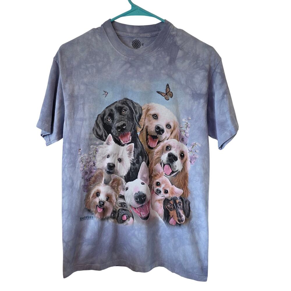 The Mountain Mens Dog Selfies Short Sleeve Tee Size Medium Gray
